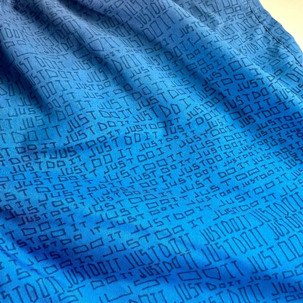 Nike Men's Large Blue Ombre Just Do It Swoosh Patch Swim Trunks Shorts Mesh